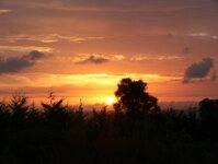 Blick vom Balkon auf den Sonnenuntergang 