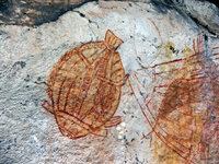 Die schönen Felszeichnungen von Ubirr