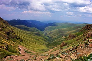 Blick vom Sani Pass nach Südafrika