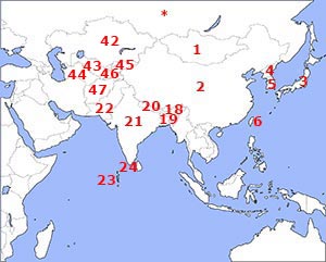 Lage der Nordost-, Süd-. und Zentralasiatischen Staaten Lage der Nordost-, Süd-. und Zentralasiatischen Staaten