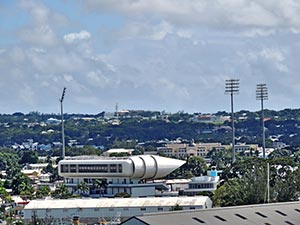 Blick vom Hafen auf Bridgetown